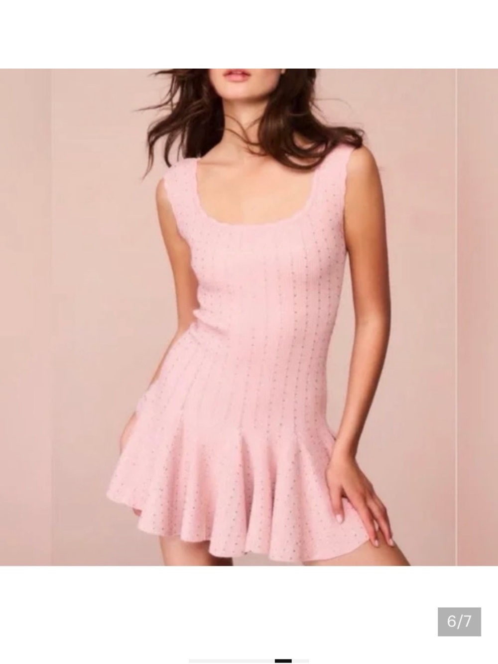 🩷LoveShackFancy AUTHENTIC Pink Ruffle-Hem Mini Dress - Picture 6 of 6